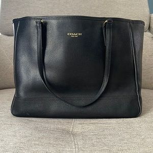 Coach Leather City Zip Tote - Black